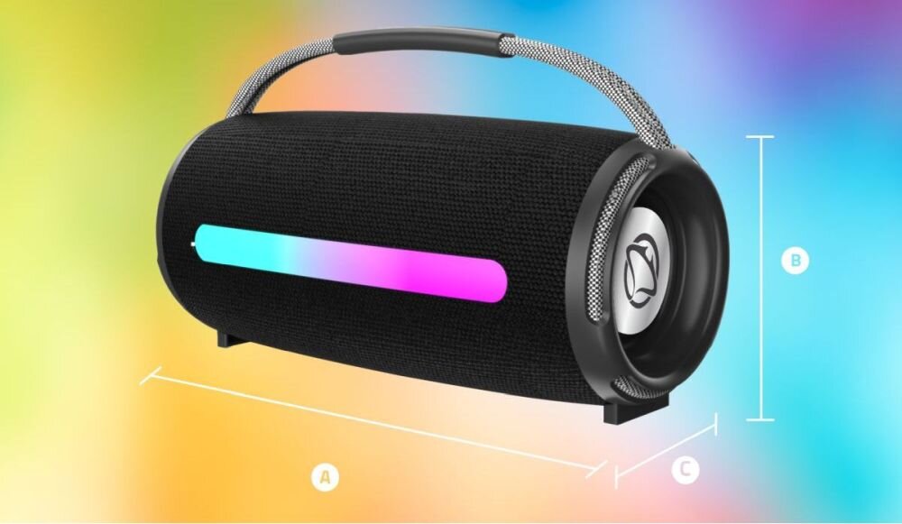 Głośnik mobilny MANTA SPK140GO-BK Radio FM Czarny wymiary