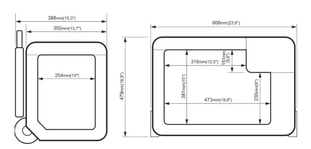 Lodowka YOLCO BCX40 Carbon rysunek techniczny