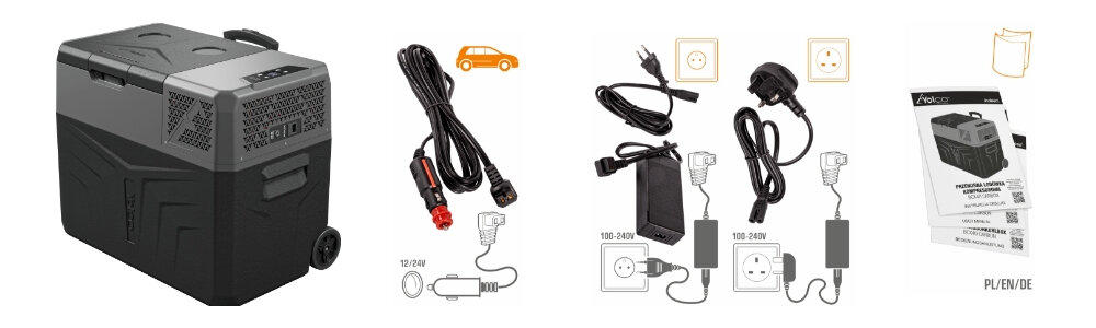 Lodowka YOLCO BCX40 Carbon zawartosc zestawu komplet wyposazenie