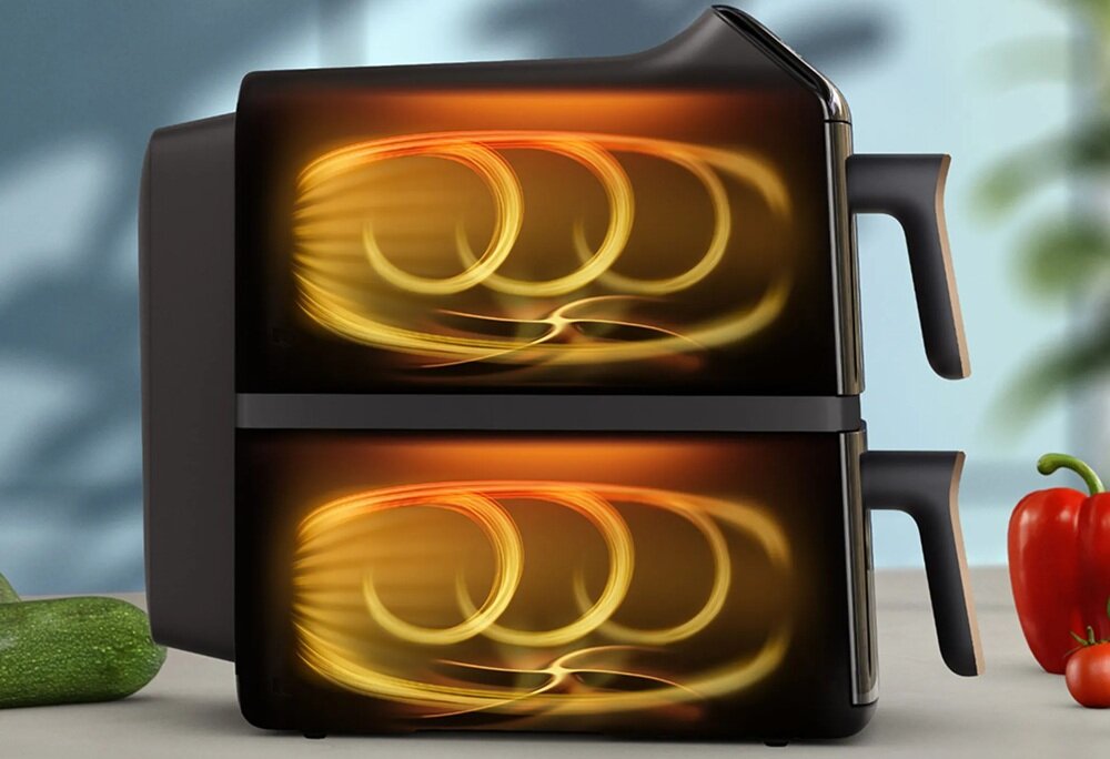 Air Fryer Frytkownica beztłuszczowa PHILIPS Ovi Dual Basket NA462-80 technologia rapidair, cyrkulacja gorącwgo powietrza, chrupiące z zewnatrz, miękkie w środku