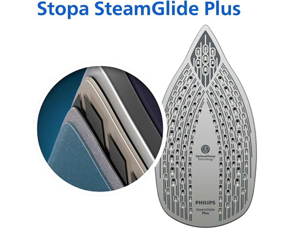 Żelazko PHILIPS 6000 Series DST6130-40 stopa SteamGlide Plus, rónomierne przesuwanhie, odporność na zarysowania