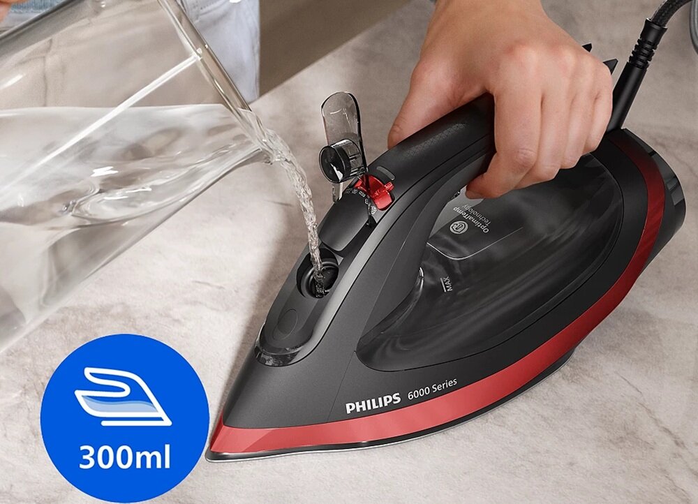 Żelazko PHILIPS 6000 Series DST6130-40 pojemny zbiornik na wodę, większa ilość wyprasowanych ubrań, mniej przerw