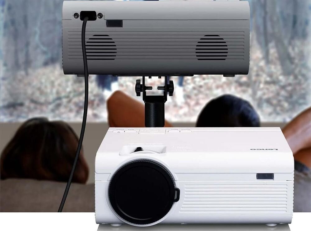 Projektor LENCO LPJ-280WH WVGA 800 x 480 2800 ANSI lumen kompaktowy projektor LCD do kina domowego 100 cali 2800 lm, projektor stojący na stojaku wyświetlający film na projektorze