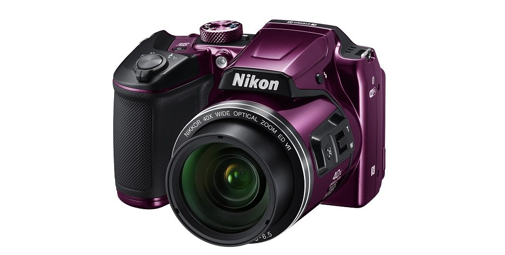 Aparat NIKON Coolpix B500 Fioletowy + Torba CS-P08 widok skos front