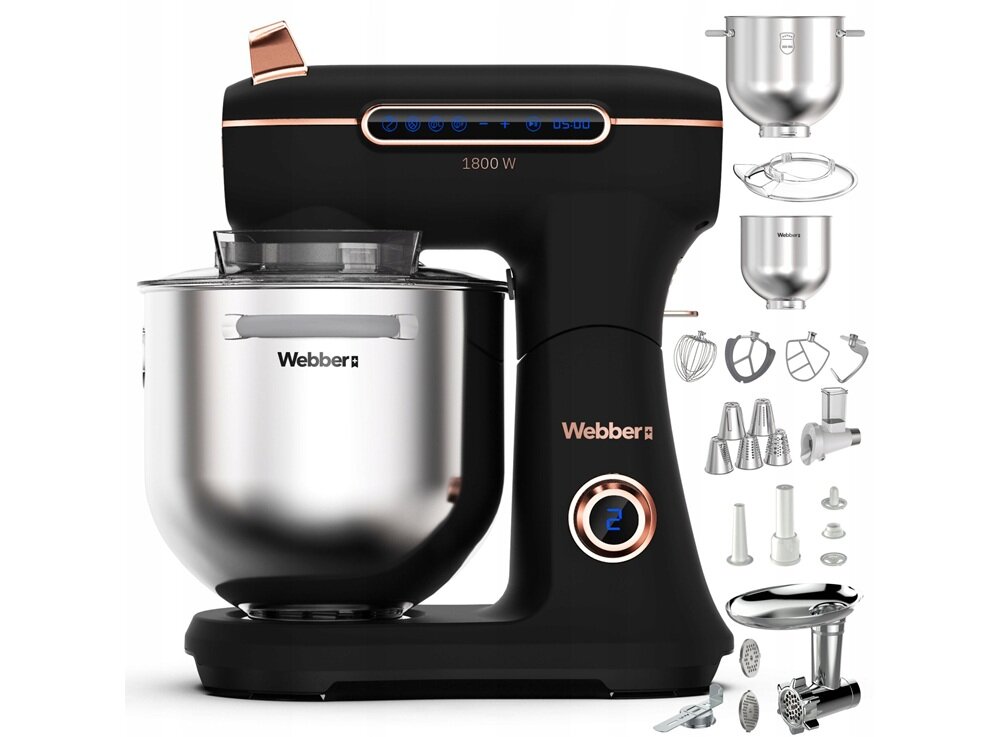 Robot kuchenny planetarny WEBBER Futura XEF900 kompatybilnośc z domową instalacją, solidna konstrukcja, stal nierdzewna