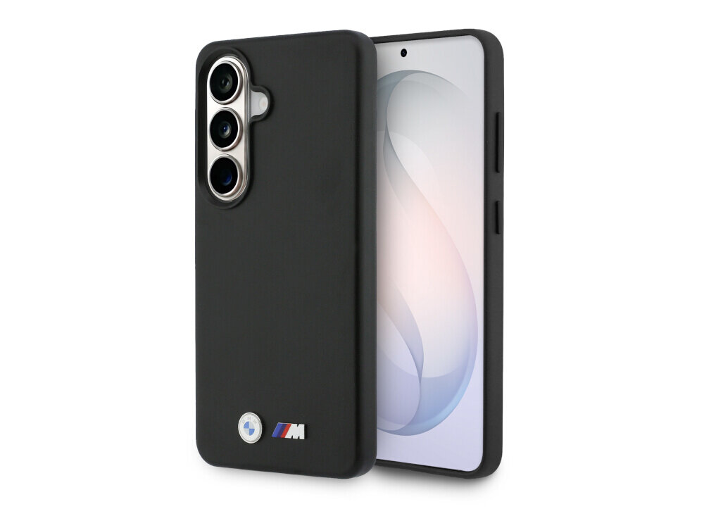 Etui BMW M Metal Logo skóra ekologiczna poliwęglan MagSafe, etui, BMW M, MagSafe, skórzane, na białym tle etui pionowo od frontu i od tyłu