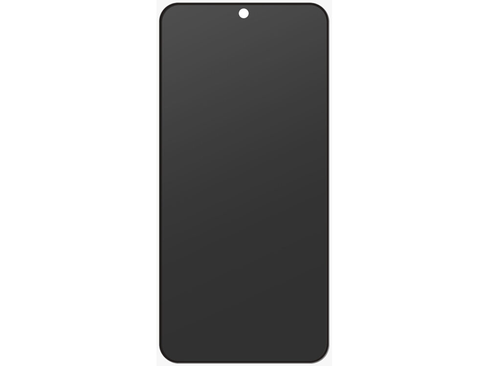 Szkło hartowane UNIQ Optix Privacy Samsung Galaxy S26 - ochrona prywatności, powłoka oleofobowa, łatwy montaż Frontowa tafla czarnego szkła hartowanego z filtrem prywatyzującym i precyzyjnym wycięciem na przednią kamerę aparatu.