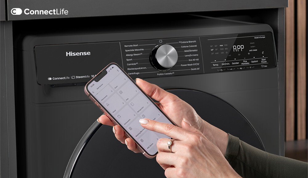 PRALKA HISENSE WF5S1045BW aplikacja łączność zdalne sterowanie