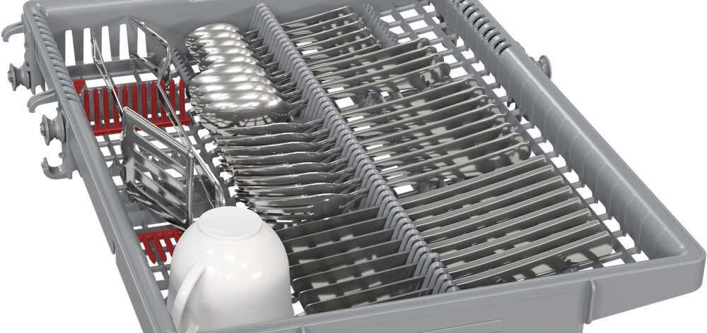 ZMYWARKA BOSCH SPV4EMX17E wizualizacja trzeci kosz szuflada przegródki naczynia sztućce
