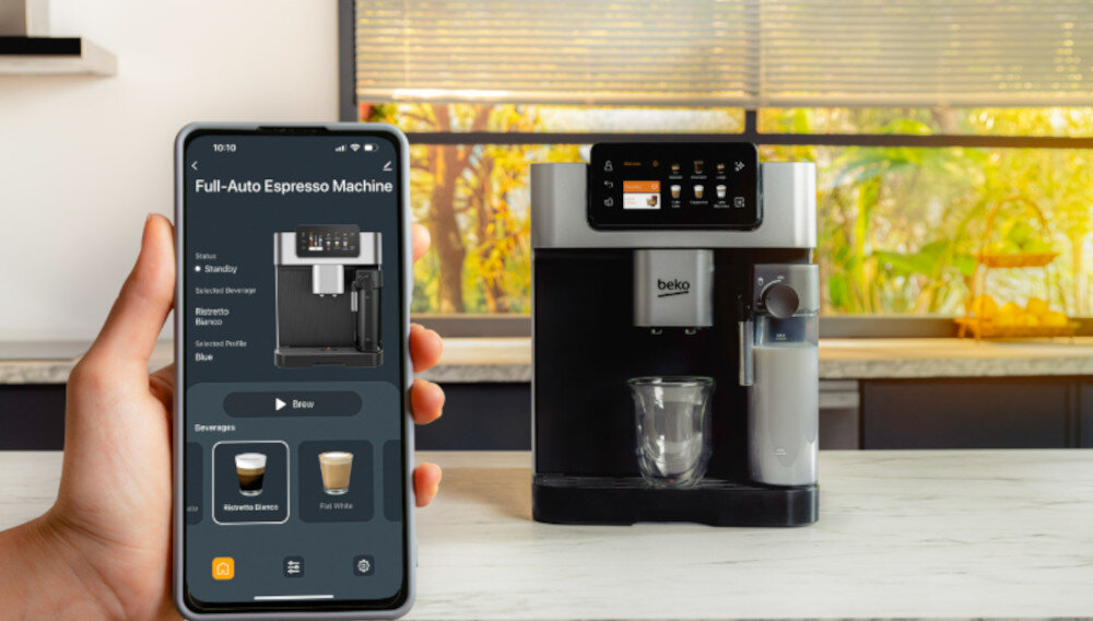 Ekspres BEKO CaffeExperto CEG7348B Zdalna kontrola Z poziomu aplikacji HomeDirect sterowanie przepisy na ciekawe napoje wsparcie