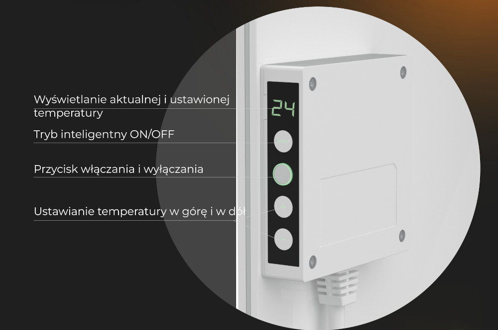 Grzejnik elektryczny AENO Premium Eko Smart Plus wyswietlacz LED