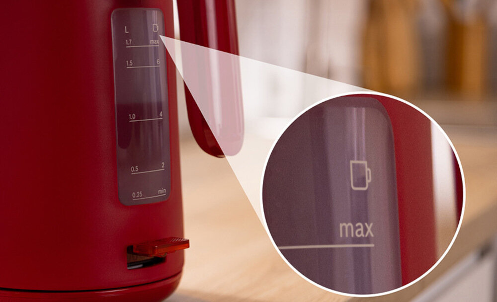 Czajnik BOSCH MyMoment TWK2M164 Czerwony Wskaźnik poziomu wody potrzeby