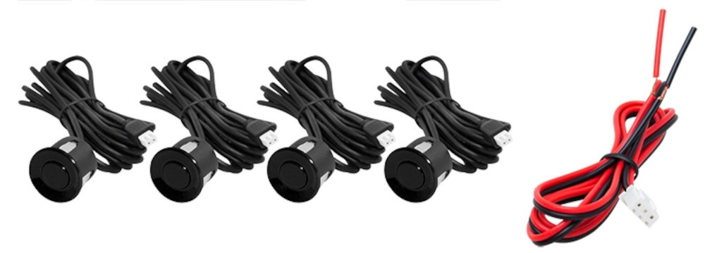 BLOW CPB4 czujników kabel o długości 220 cm Kabel zasilający ma 80 cm buzzera 490 cm  - czujniki i przewód na białym tle