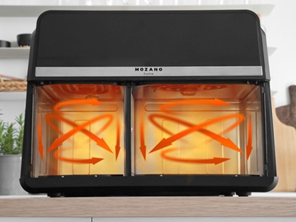 Air Fryer Frytkownica beztłuszczowa MOZANO Duofry Unlimited 9l WI-FI 8 Programów stal nierdzewna, szybkie i równomierne rozprowadzanie temperatury, szybciej i lepiej, wyrazisty smak, odpowiednia tekstura, bez uszkodzeń