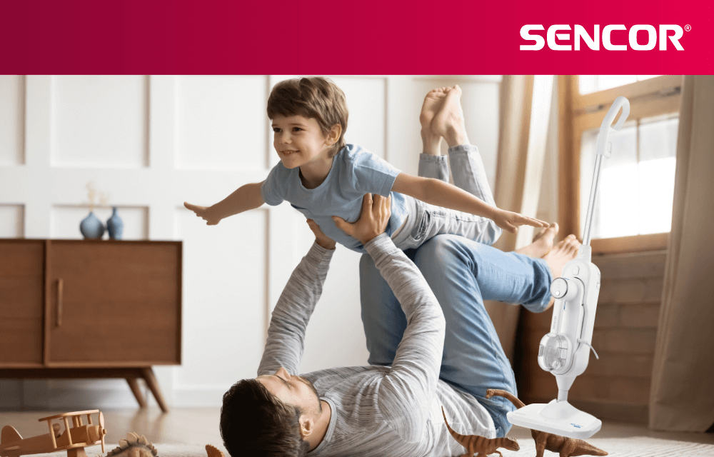 Mop parowy SENCOR Aquino SSC 6010WH 2w1 wygląd design tło prezentacja wizualizacja dla Twojego domu