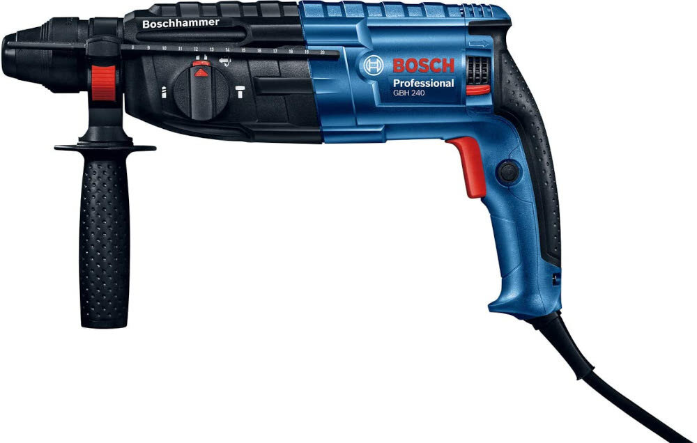 Młot udarowo-obrotowy BOSCH Professional GBH 240 0611272100 silnik szczotkowy moc 790 W zoptymalizowana obudowa przekładni maksymalna prędkość obrotowa do 930 obr/min obrotowy szczotkotrzymacz obroty prawo/lewo imponujące tempo wiercenia duża liczba otworów