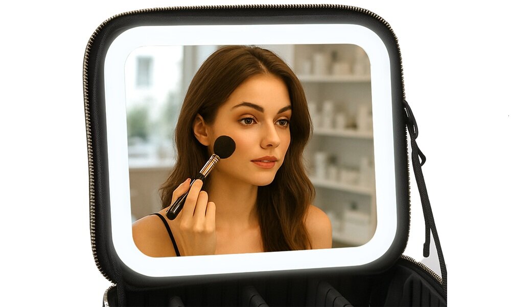 Kosmetyczka CLAVIER GLOW-01 regulowane przegrody, oddzielenie różnych akcesorii, krótszy czas przygotowań