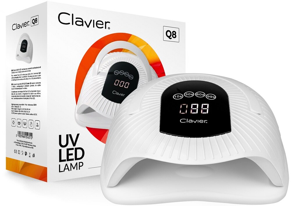Lampa UV-LED do paznokci CLAVIER Q8 WH funkcje utwardzania, timera, sensor ruchu, wspiera każdy etap