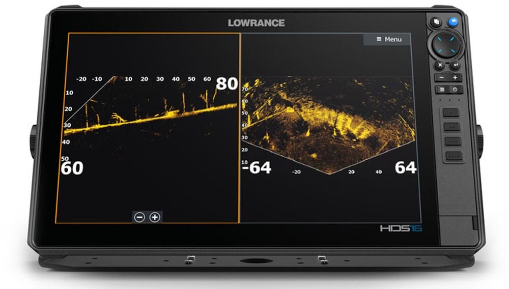 Echosonda wędkarska LOWRANCE ActiveTarget 2 HDS PRO wiele widoków jednocześnie drugi system, urządzenie na białym tle
