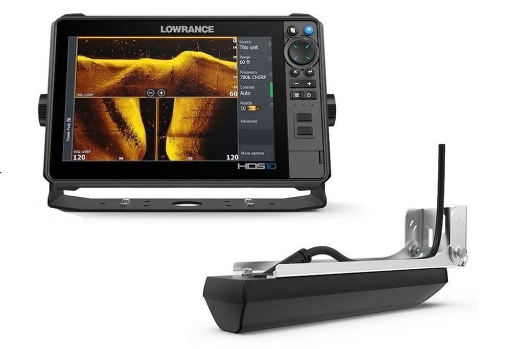 LOWRANCE HDS 10 PRO + Active Imaging HD 3 in 1 Row C-MAP mapy Genesis Live Navionics nawigacja, urządzenie na białym tle