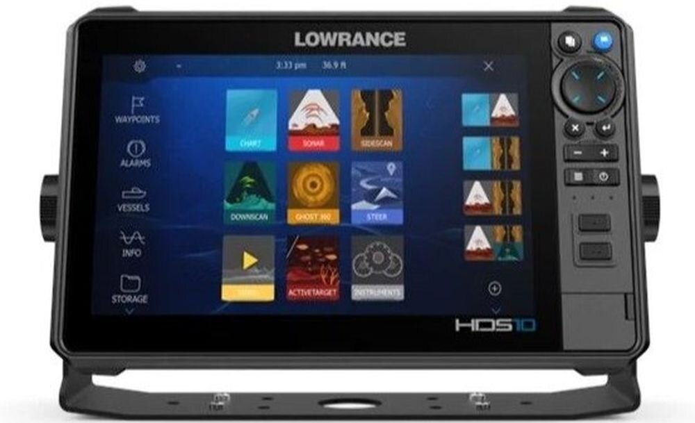 LOWRANCE HDS 10 PRO + Active Imaging HD 3 in 1 Row ekran SolarMAX HD dotykowy słońce okulary polaryzacyjne, urządzenie na białym tle