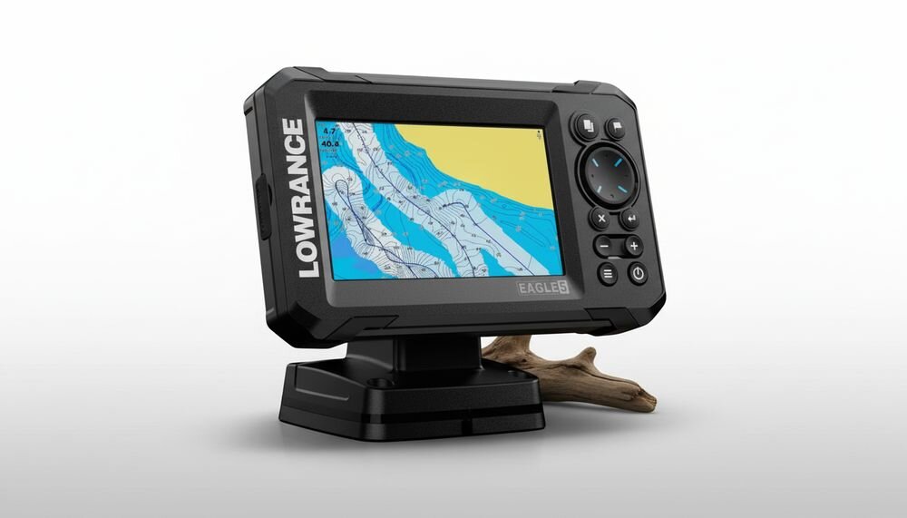 LOWRANCE Eagle Eye 9 Live Genesis Live mapy konturowe 1/2 stopy jezioro, urżadzenie na białym tle
