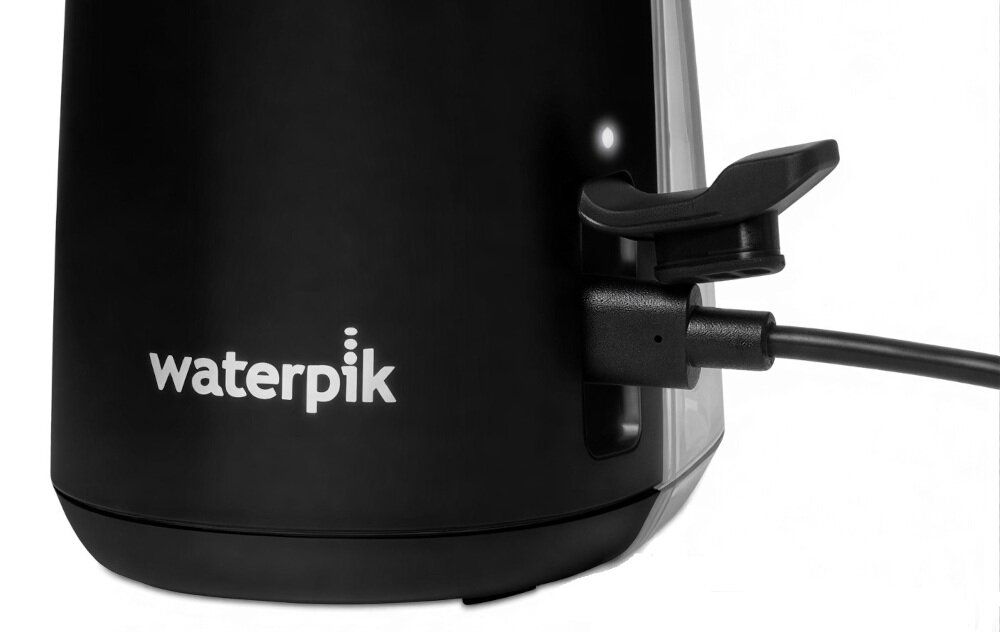 Irygator bezprzewodowy WATERPIK Cordless Plus 5000 WF-26EU Czarny + 3 końcówki Wydajny akumulator Akumulator litowo-jonowy kilka tygodni po jednym ładowaniu Port USB-C