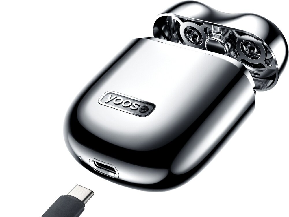 Golarka YOOSE Mini 2 Srebrny + Trymer do nosa Na mokro i sucho bezpieczne i bezbolesne przyciannie włosków, bez podrażnień, szybkie zadbanie o wygląd