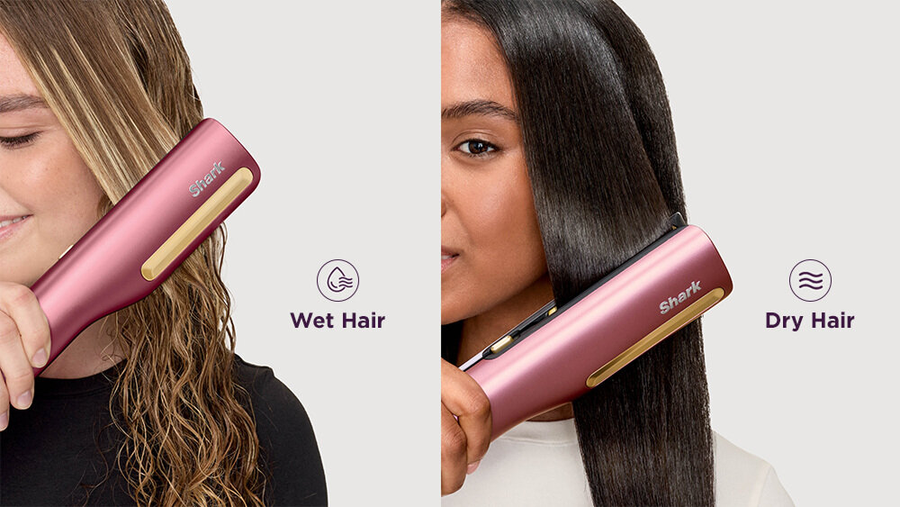 Prostownica SHARK Silki HT401EUPK zdjęcie lifestyle Dwa tryby Tryb Wet Hair Tryb Dry Hair 