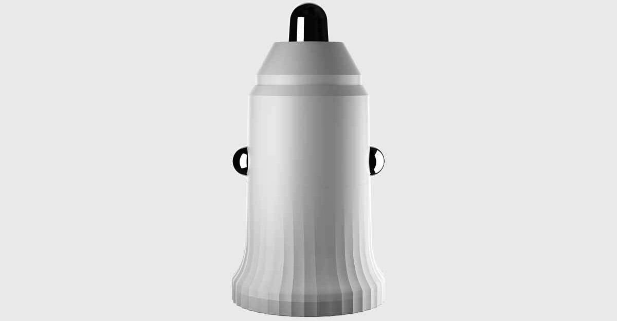 Ładowarka samochodowa SBS TECRPD25WGRS 25W biały, USB-C, 25W, PD, bezpieczne, na białym tle ładowarka pionowo frontem na wprost