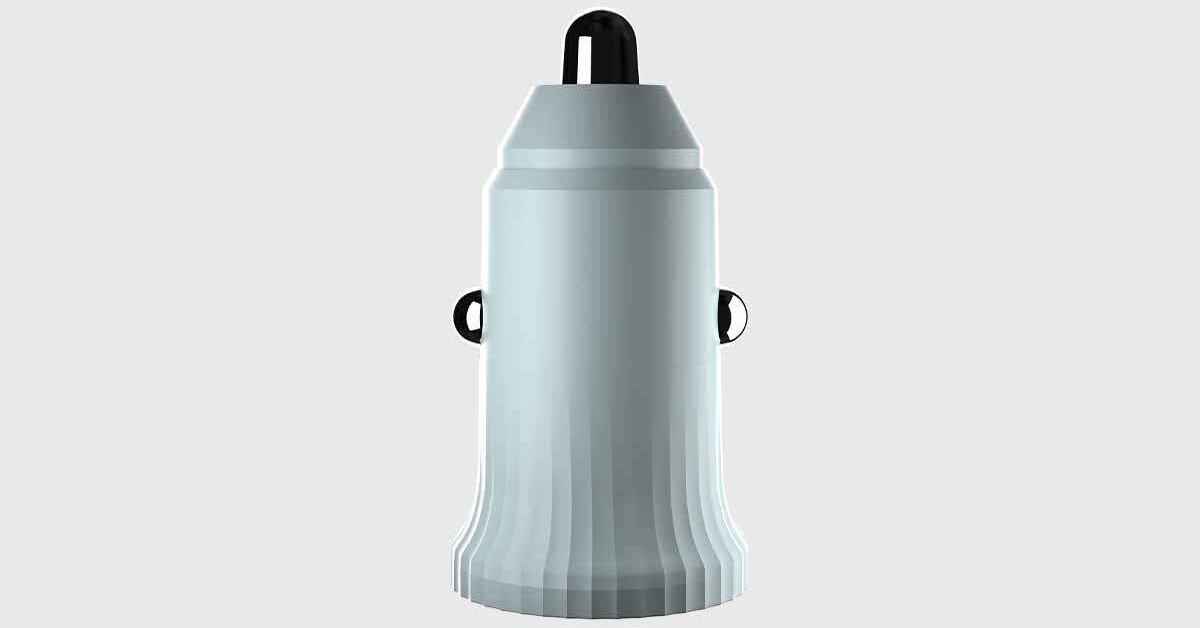 Ładowarka samochodowa SBS TECRPD25LGGRS 25W zielony, USB-C, 25W, PD, bezpieczne, na białym tle ładowarka pionowo frontem na wprost