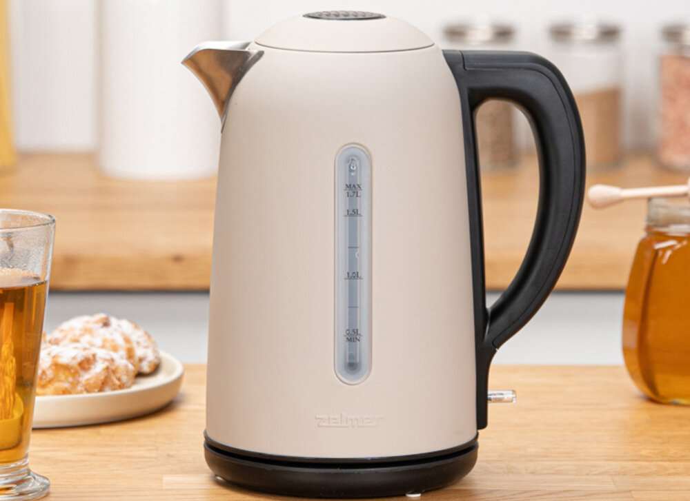 Czajnik ZELMER ZCK7956E Elegant Line z myślą o wygodzie Obrotowa podstawa 360°  swoboda ustawienie Automatyczna pokrywa czytelny wskaźnik poziomu wody