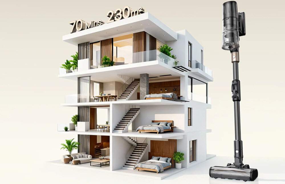 Odkurzacz PROSCENIC P20 OnePass Długi czas pracy do 70 minut działania powierzchnia do 230 m² sprzatanie odkurzacz w całości wizualizacja domu