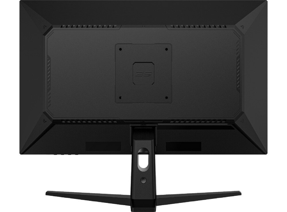 Monitor DAHUA LM25-E231BN Tył monitora usytuowany na podstawie z widocznym miejscem do montażu ściennego oraz otworem na kable w stopce