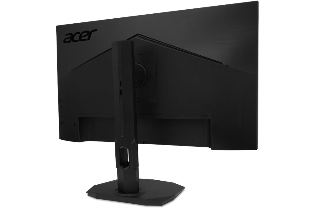 Monitor ACER Nitro XF273U F3 27 cali 2560x1440px IPS 320Hz 0.5 ms [GTG] prezentacja monitora od tyłu pod kątem na białym tle dwa głośniki 2W bez potrzeby podłączania dodatkowego sprzętu audio