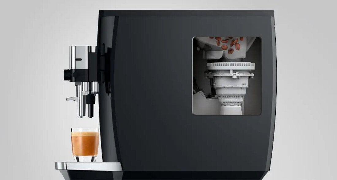 Ekspres JURA E8 Cosmic Black (ED) Precyzyjne mielenie ziaren Profesjonalny młynek P.A.G.2 mielenie kawy pełne wydobycie aromatu Regulacja stopnia mielenia  dopasowanie smak preferencje