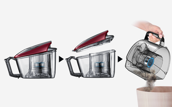 Samsung Pojemnik zamiast worka Łatwe czyszczenie