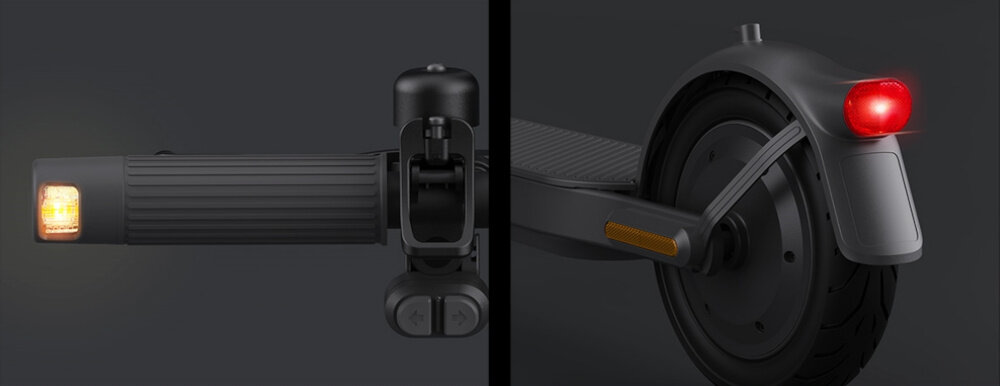 Hulajnoga elektryczna XIAOMI Scooter Elite 45km 400W 10 cali Czarny świecący kierunkowskaz i tylna lampa bezpieczeństwo przednie i boczne światła kierunkowskazy bezpieczna jazda