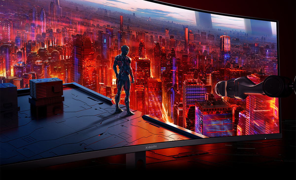 Monitor XIAOMI G34WQi 34 3440x1440px 180Hz 1 ms [MPRT] Curved rozległa paleta barw 95% DCI-P3 100% sRGB precyzyjne odwzorowanie kolorów ΔE<2 jasność 350 nitów