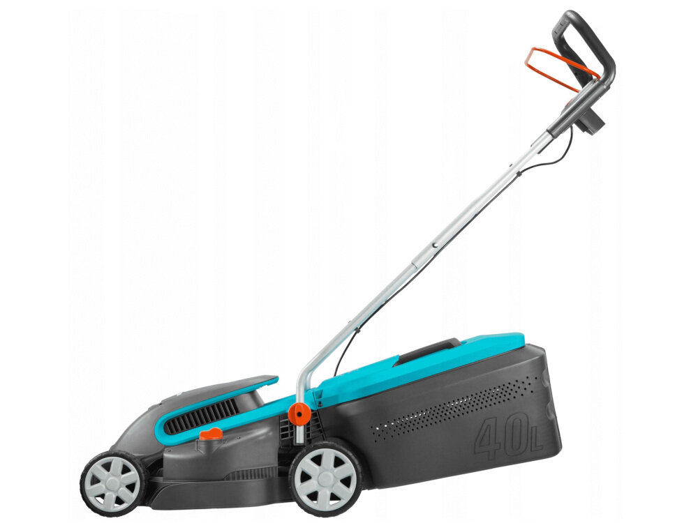 Kosiarka elektryczna GARDENA PowerMax 1400-34 1400W kosz pojemność 40 litrów cyrkulacja powietrza idealne położenie kosza