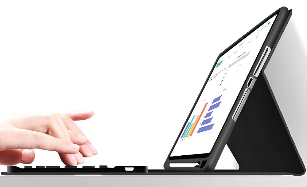 Etui na iPad Air TECH-PROTECT SC Pen + Keyboard Czarny Klawiatura dłoń ręce bok Klawiatura funkcjonalność Wszechstronna ochrona matowe wykończenie wysoka jakość Przemyślana konstrukcja trwałość smukła sylwetka