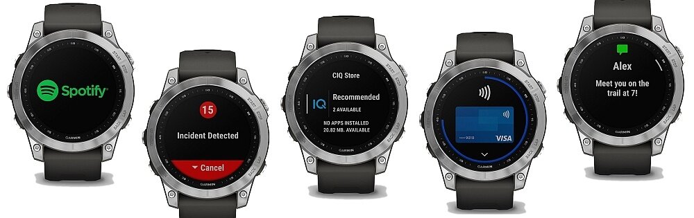 Smartwatch GARMIN seria Fenix 7 ekran bateria pamięć muzyka sterowanie pojemność rozdzielczość pasek sport zdrowie czujniki serce puls tętno