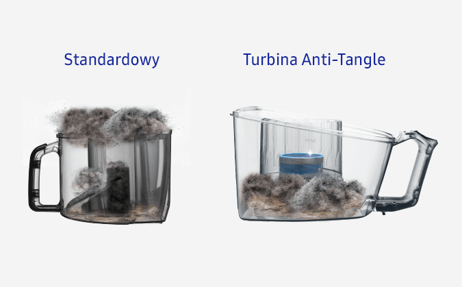 Samsung Turbina Anti-Tangle Stała moc ssąca przez cały czas Samsung Turbina Anti-Tangle Stała moc ssąca przez cały czas