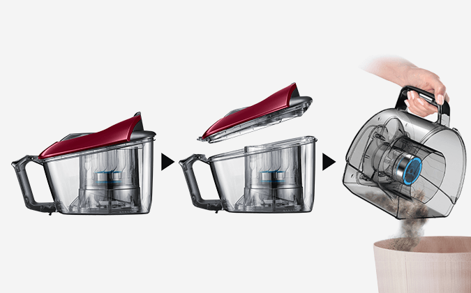 Samsung Pojemnik zamiast worka Łatwe czyszczenie Samsung Pojemnik zamiast worka Łatwe czyszczenie