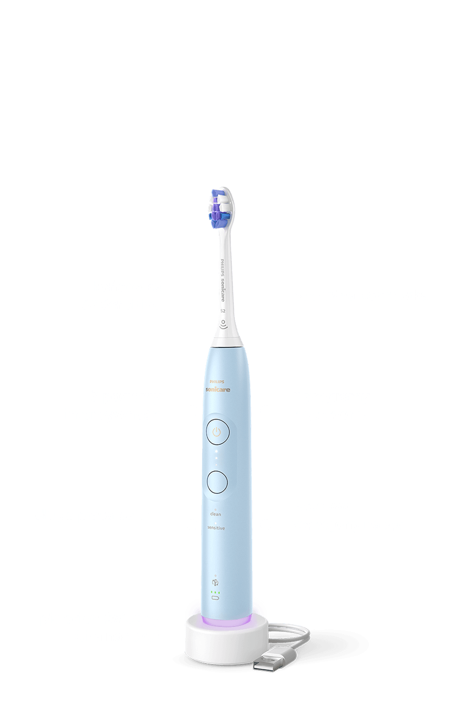 Szczoteczka umieszczona w ładowarce.