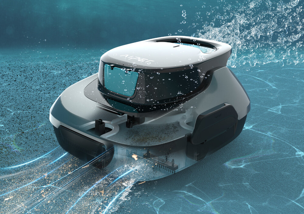 Robot do czyszczenia basenów AIPER Scuba SE robot zanurzony w wodzie czyści dno dwa silniki - napędu i pompy filtruje do 75 litrów wody na minutę Duży 2-litrowy pojemnik na zebrane zanieczyszczenia możliwość mycia filtra pod bieżącą wodą