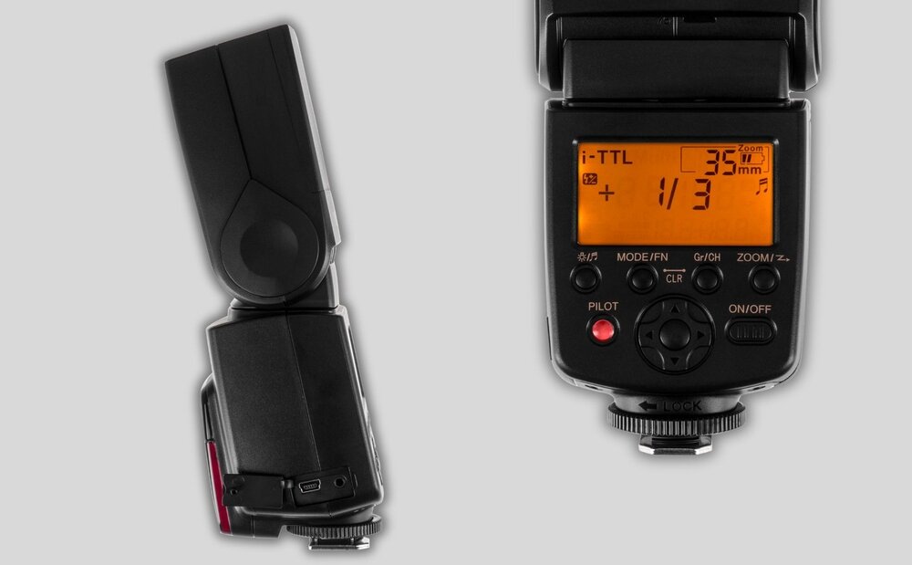 Lampa błyskowa Yongnuo YN568EX III do Nikon zbliżenie na wyświetlacz oraz przyciski