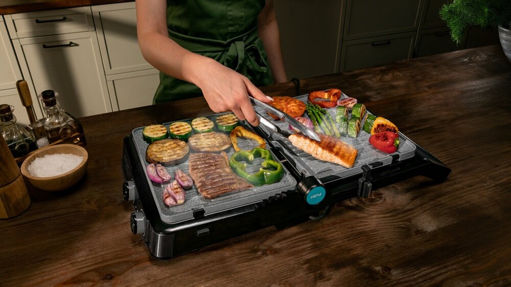 Grill elektryczny CECOTEC Rock’nGrill 2200 Dual otwarcie do 180°, większa powierzchnia grillowa, więcej porcji