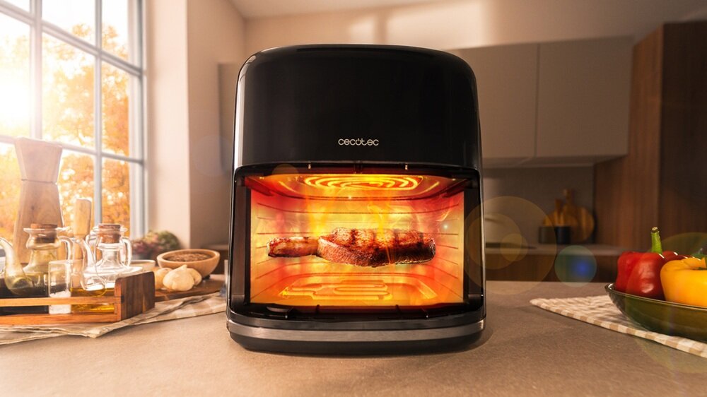 Air Fryer Frytkownica beztłuszczowa CECOTEC Cecofry&Grill Smokin Prime 6500 podwójny element grzewczy, bez obracania potraw, soczyste mięso, równomierne przypiekanie