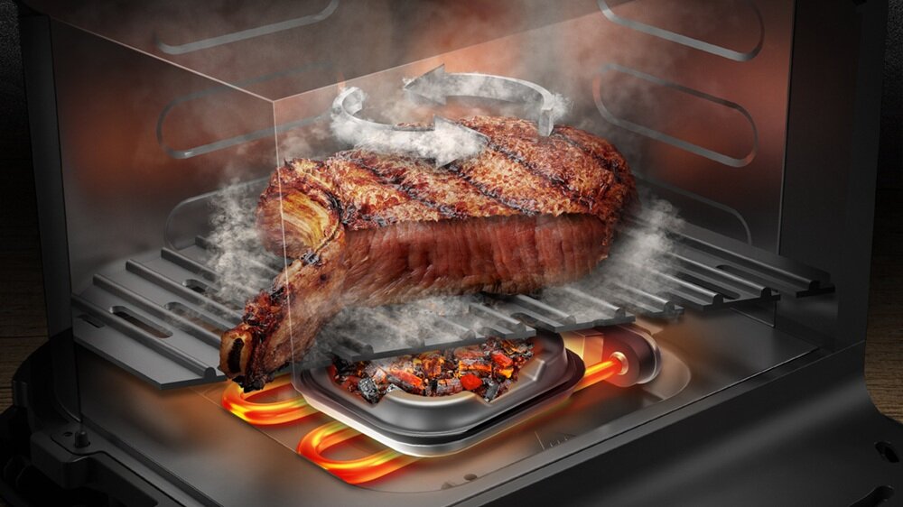 Air Fryer Frytkownica beztłuszczowa CECOTEC Cecofry&Grill Smokin Prime 6500 mozliwość dodawania wiórków drzewnych, aromatyczne potrawy, bez dymu w kuchni